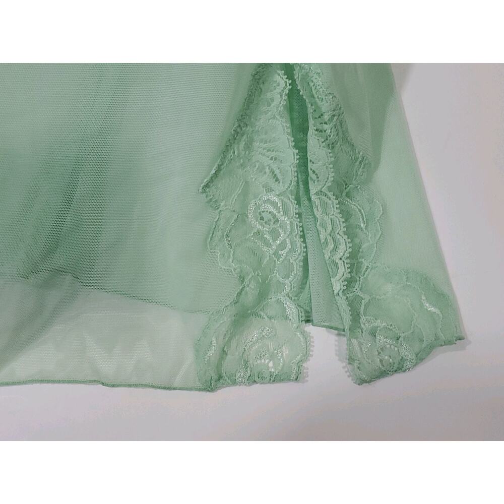 Wacoal Size XL Sheer Lime Green Baby Doll Short Sexy Nightie Lingerie Gown - Picture 6 of 12
